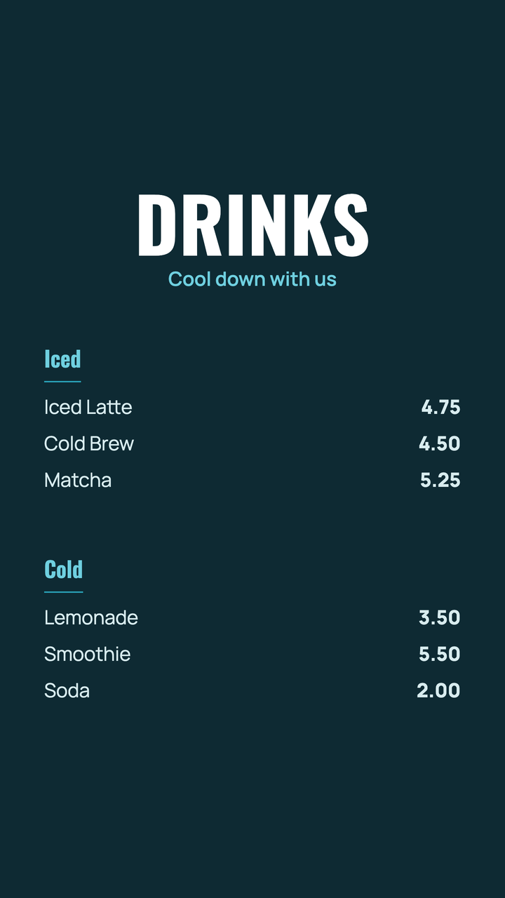 Portrait menu board